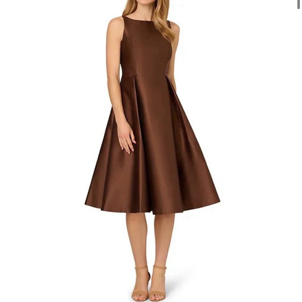 Adrianna Papell Chocolate Brown Midi Skirt
